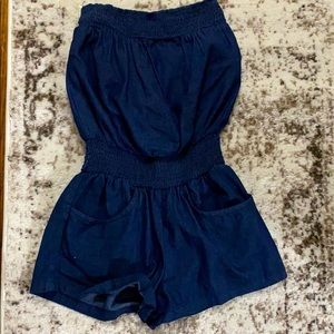 Strapless Denim Romper